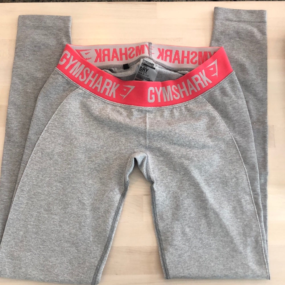 Gymshark Flex Leggings - Light Gray Marl/ Pink M